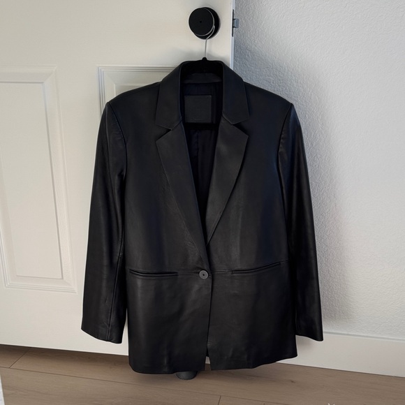 Massimo Dutti Jackets & Blazers - Massimo Dutti Black Leather Blazer